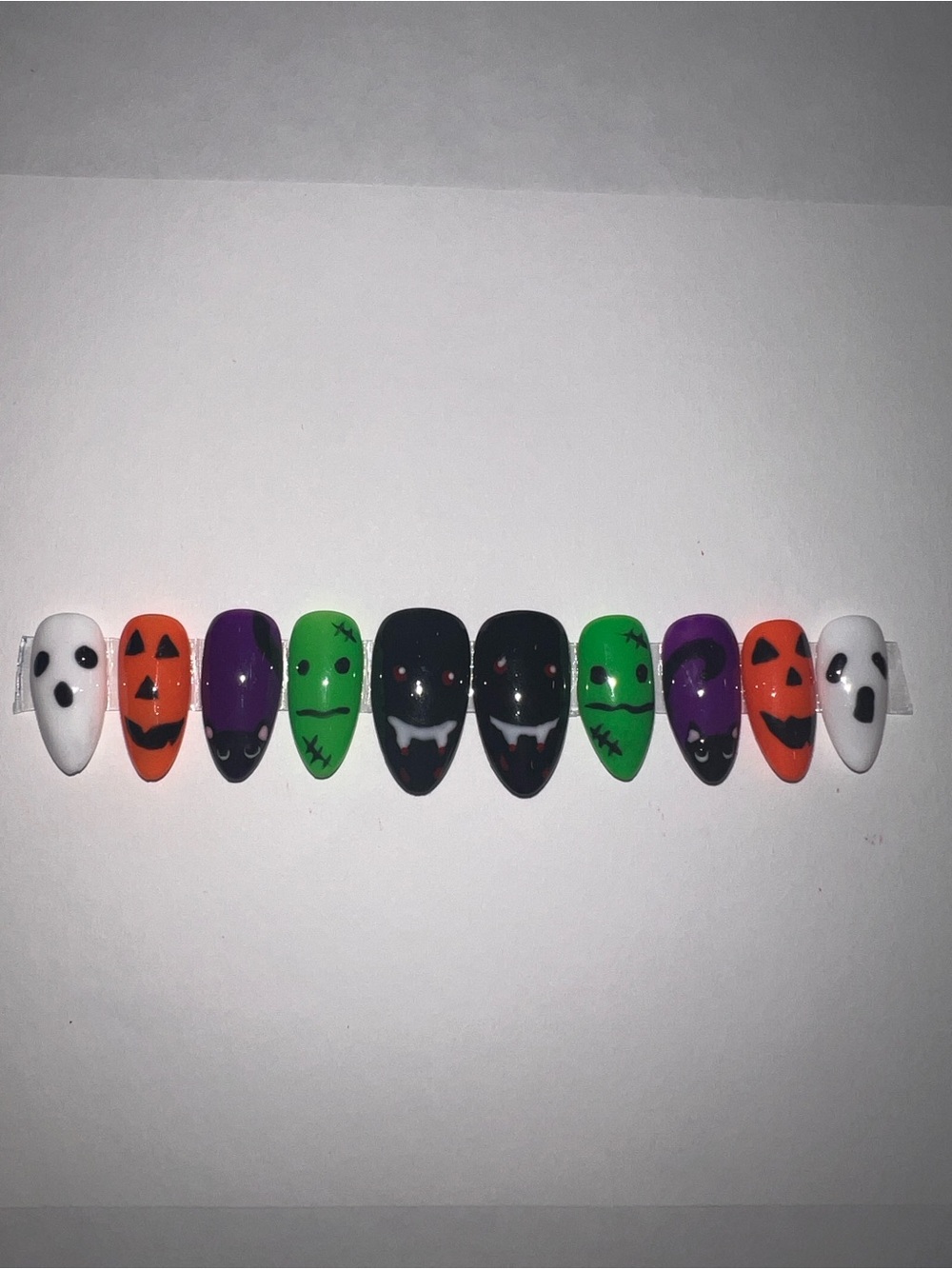 Halloween Themed Press-On Nails - Neon Multi-Color